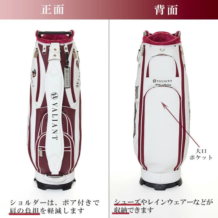 ライダース コレクション
【ヴァリアント（VALIANT）ゴルフキャディバック】,ホワイト×レッド,両サイド