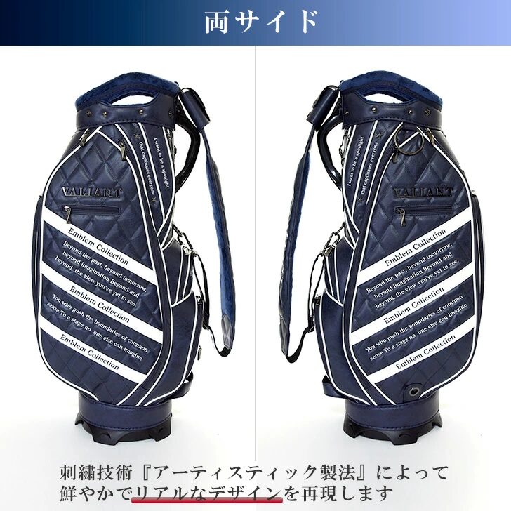 エンブレム コレクション
【ヴァリアント（VALIANT）ゴルフキャディバック】,ネイビー×ホワイト,両サイド