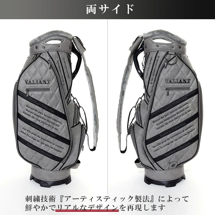 エンブレム コレクション
【ヴァリアント（VALIANT）ゴルフキャディバック】,グレー×ブラック,両サイド