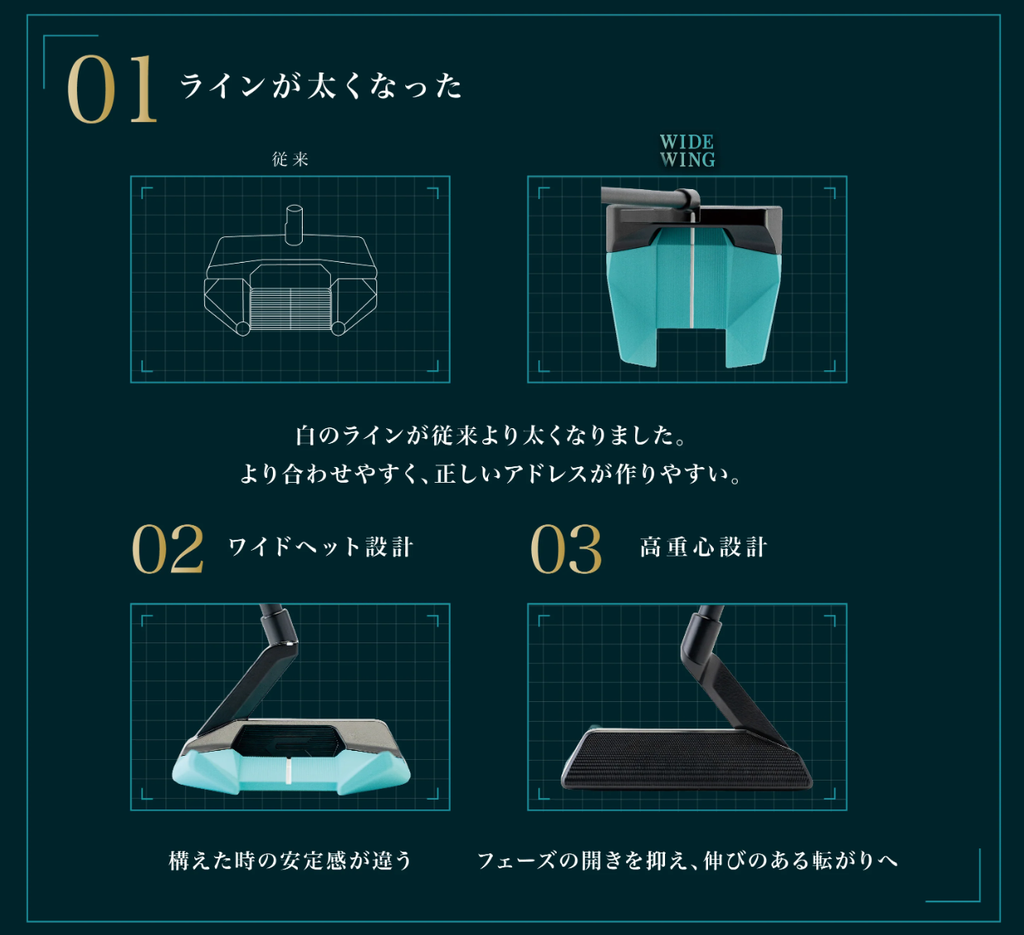 今までのクロスパットとの違い,➀ デュアルラインが太く見やすい